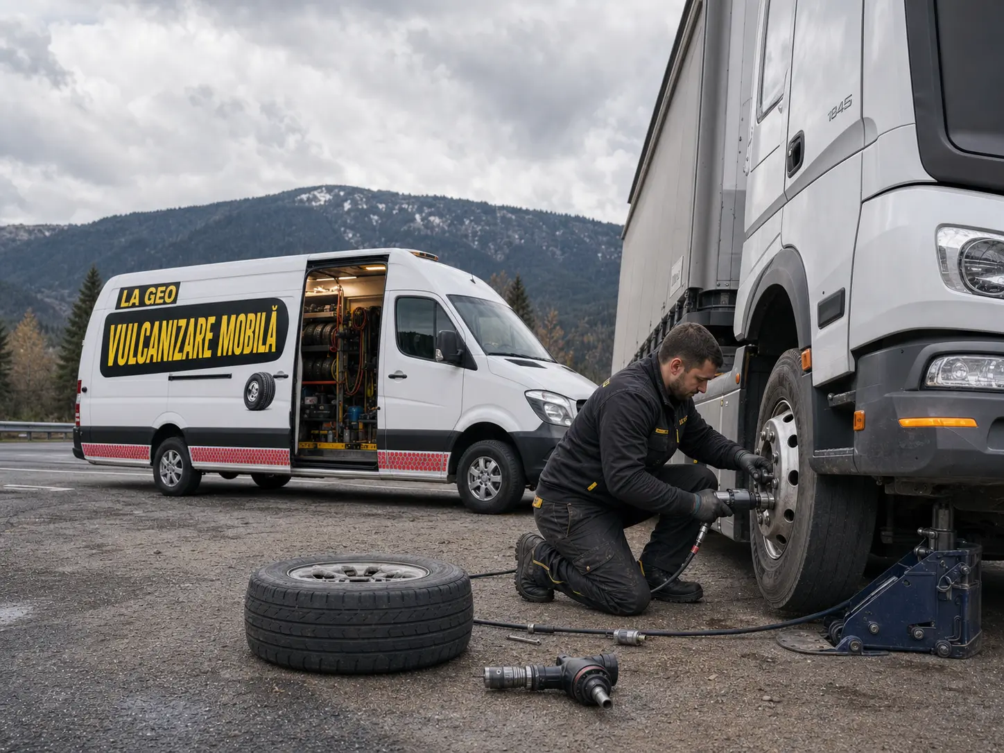 Vulcanizare mobilă pentru camion și TIR